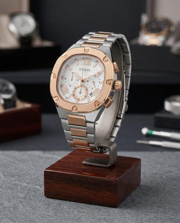 Gu.ess Square Chronograph 2Ton-Copper-White
