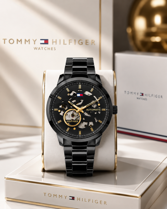 Tom.my Hilfigee_r skeleton automatic