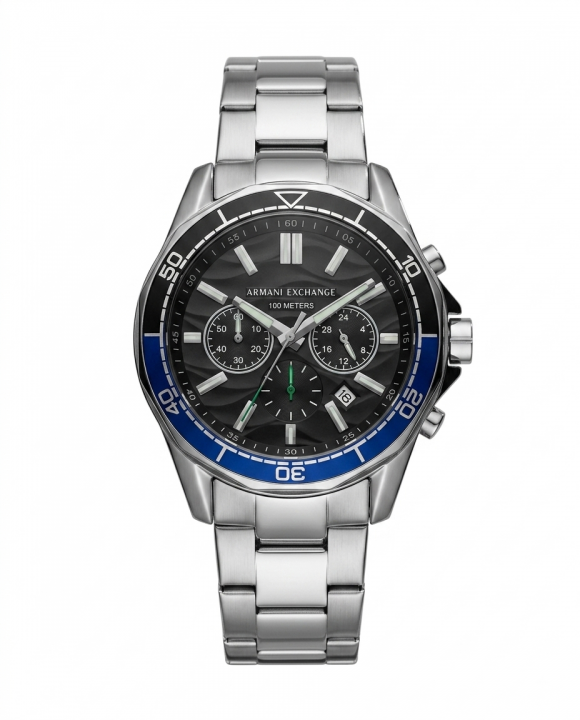 Armaani Exchange 100 Meters Silver Blue Dial