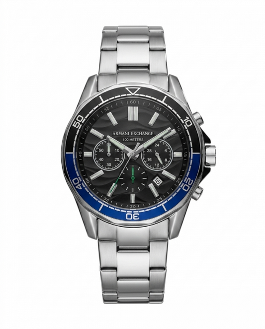 Armaani Exchange 100 Meters Silver Blue Dial
