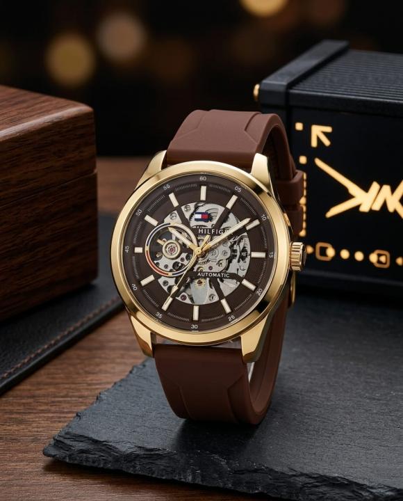 Tommmy Hilfige_r Automatic Silicon Brown-Gold-Brown