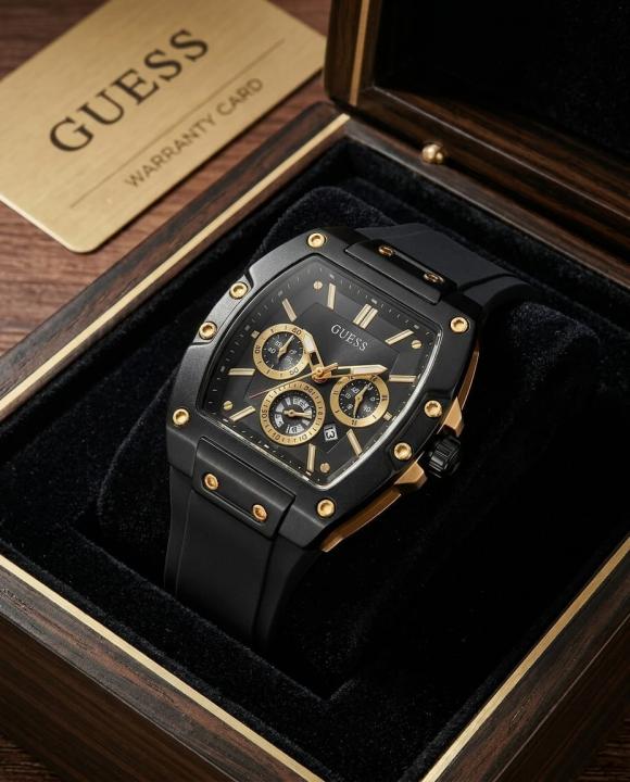 Gue.ss Rectangle Chronograph Black-Gold Chronograph