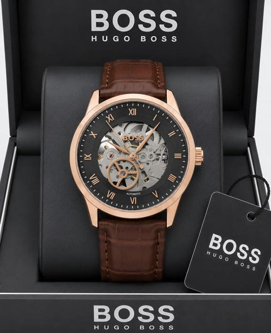 BO.SS Principle Skeleton Mens Automatic Brown copper