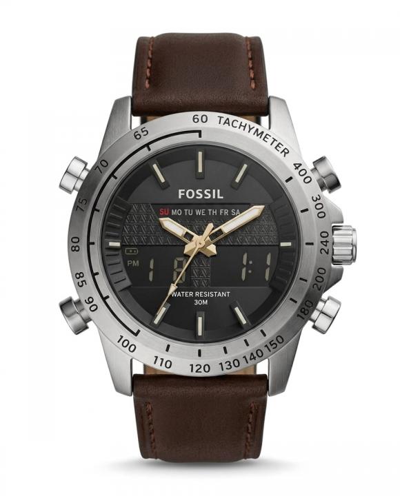 Fossi_il Digital Dual Time Brown Black Dial