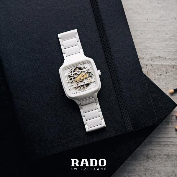 Rad_o true square automatic ceramic- white-gold