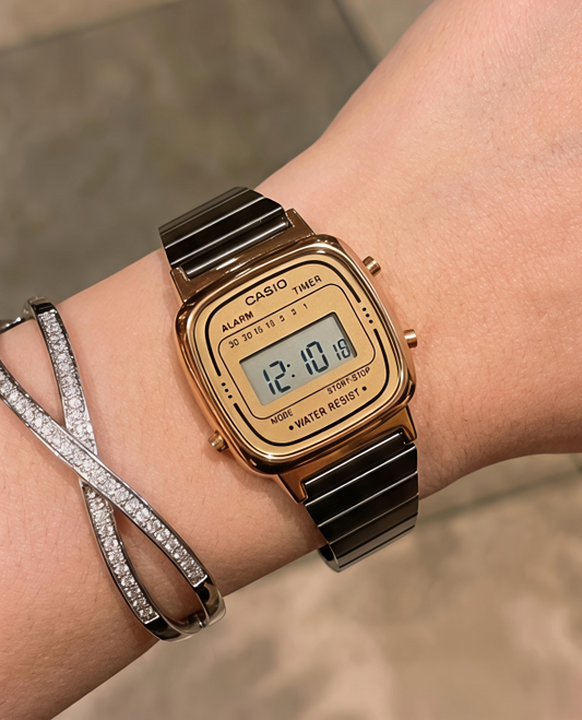 Ca.sio Womens Vintage LA670 Black-Copper