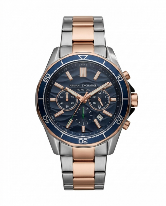Armaani Exchange 100 Meters Two Tone Blue Dial