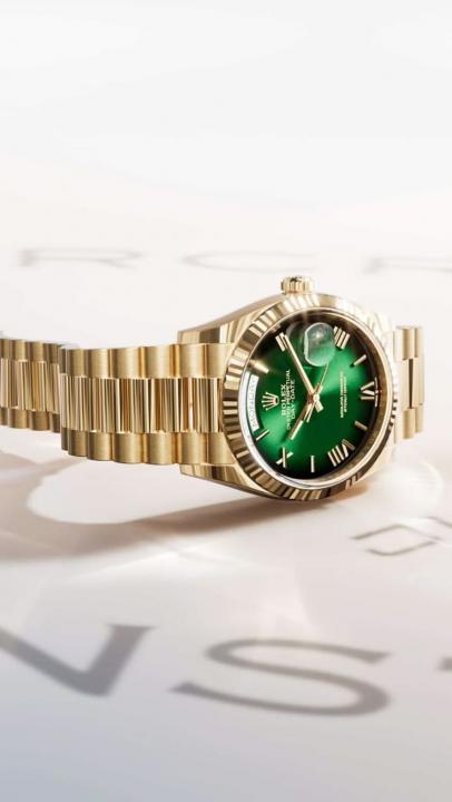Role_x Oyster Perpetual Day Date 40 Battery Gold-Green