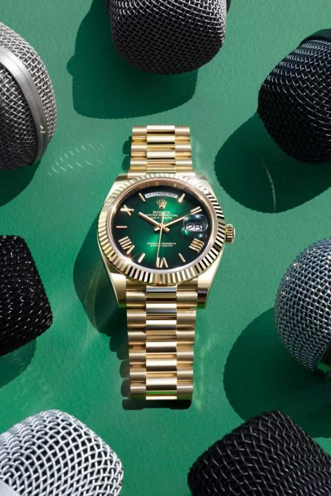 Role_x Oyster Perpetual Day Date 40 Battery Gold-Green