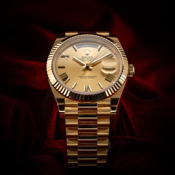 Role_x oyster Perpetual Day Date 40 Battery Gold-Gold