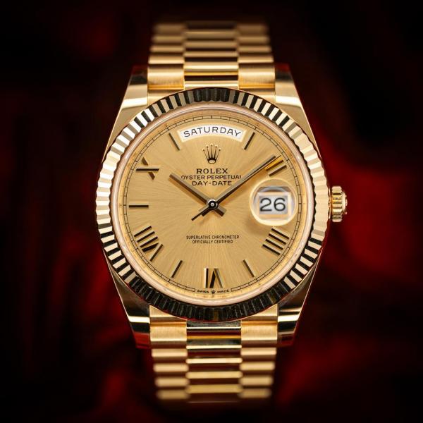 Role_x oyster Perpetual Day Date 40 Battery Gold-Gold