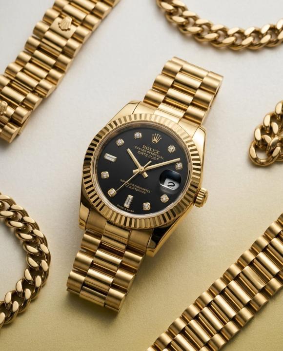 Rolee_x Oyester Perpetual Date Just Ladies Gold-Black