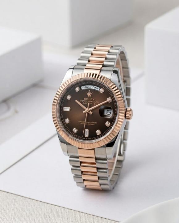 Role_x Oyster Perpetual Day Date Diamond 2Ton-Copper-Brown 40 Battery