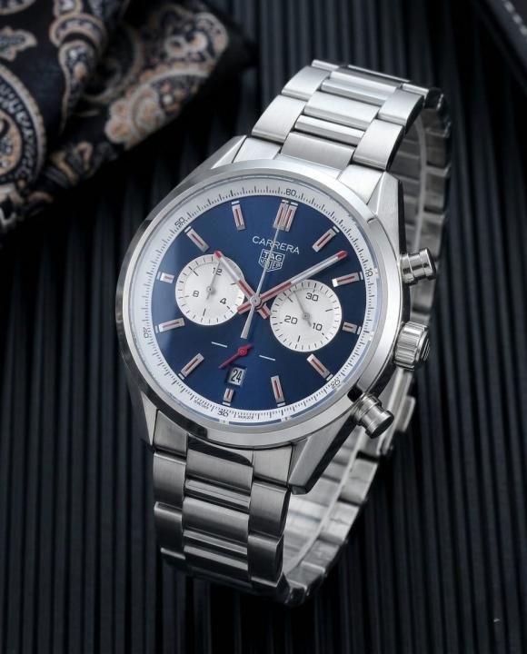 Tag heuuer Carrera white Chronograph silver blue