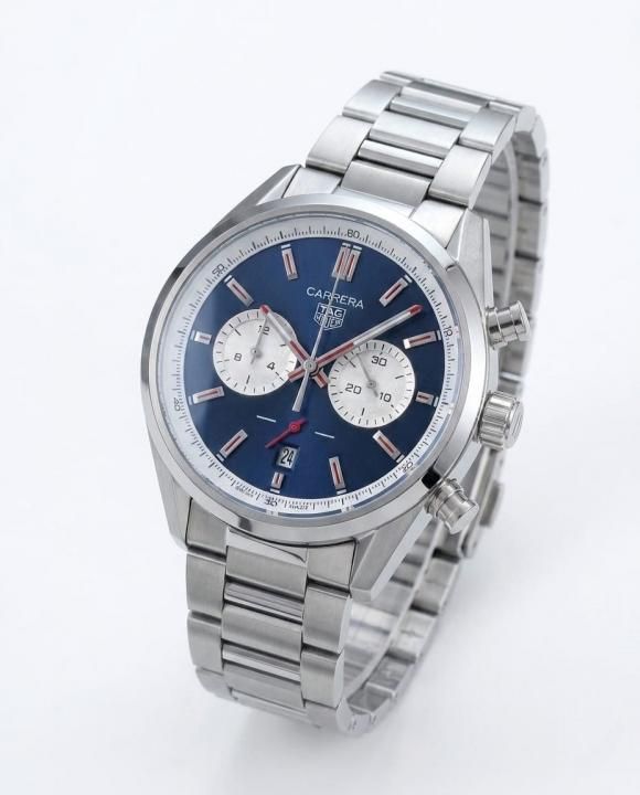 Tag heuuer Carrera white Chronograph silver blue