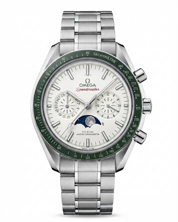 Omegg_a Speed Master CO_Axial Crono Meter Silver White Dial