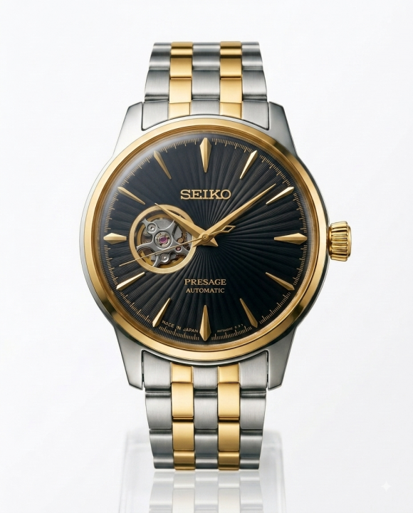 Sei.ko Presage Two Tone Gold Black Dail