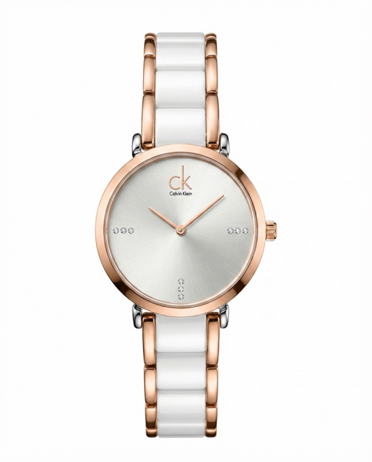 Calv.in Kleii_n minimalist Rose Gold Two Tone white Dail