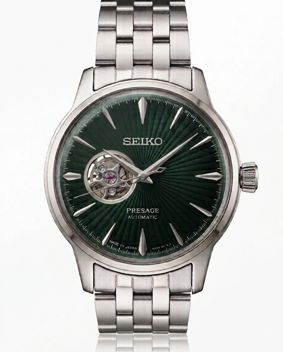 Sei.ko Presage silver green dail