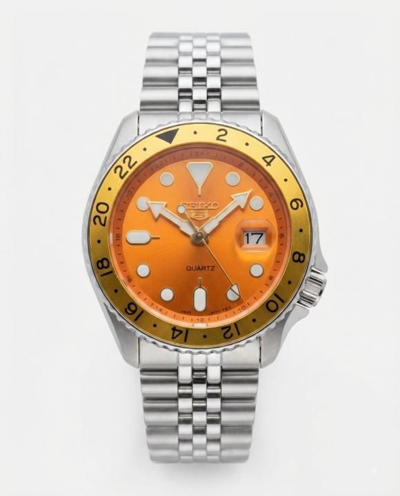 Sei.ko Gmt Master sliver Orange Dial
