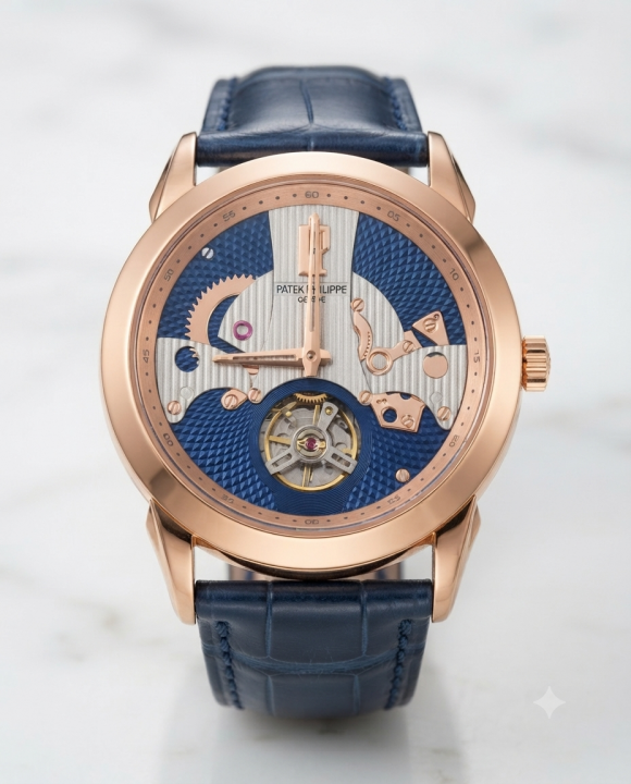 Pa.tek Phillipe Peacock Witness Tourbillon Copper Blue Dial
