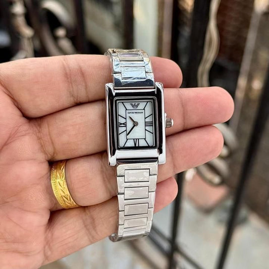 Em.porio Armaani Genni Collection rectangular analogue silver white