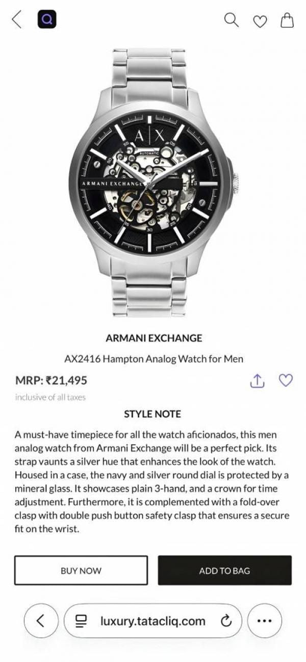 Armaann_i Exchange Ax2418 Hampton Automatic silver Black