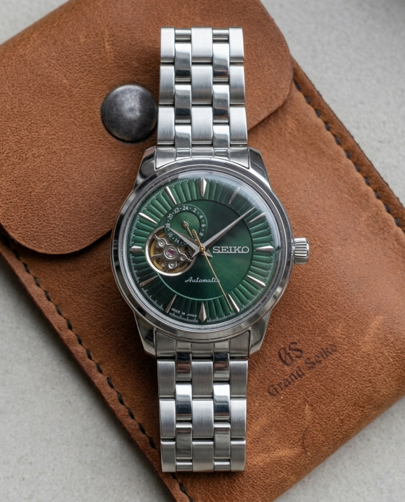 Sei.ko Presage Cocktail Time Open Heart Automatic silver green