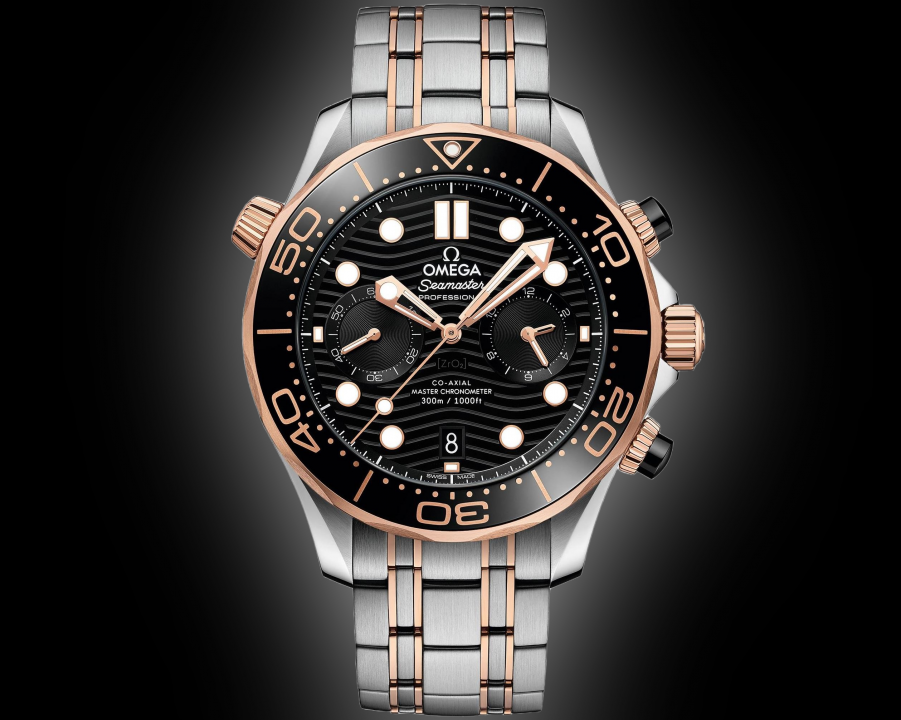 Omegg_a Seamaster Diver 300M Co-Axial Master Chronometer Chronograph 2 ton copper black