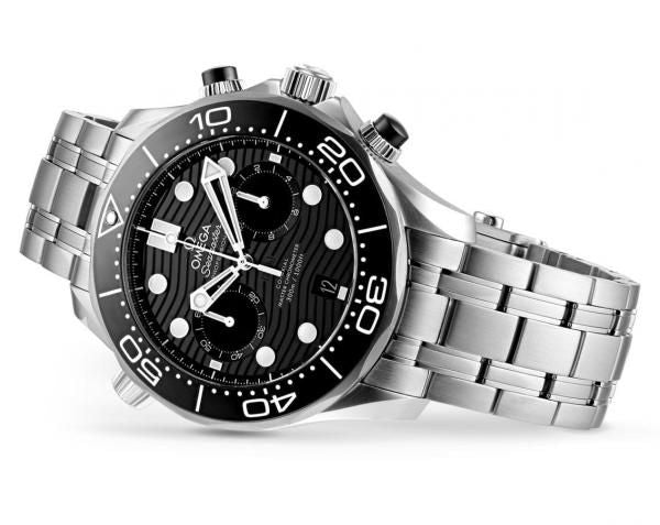 Omegg_a Seamaster Diver 300M Co-Axial Master Chronometer Chronograph silver Black