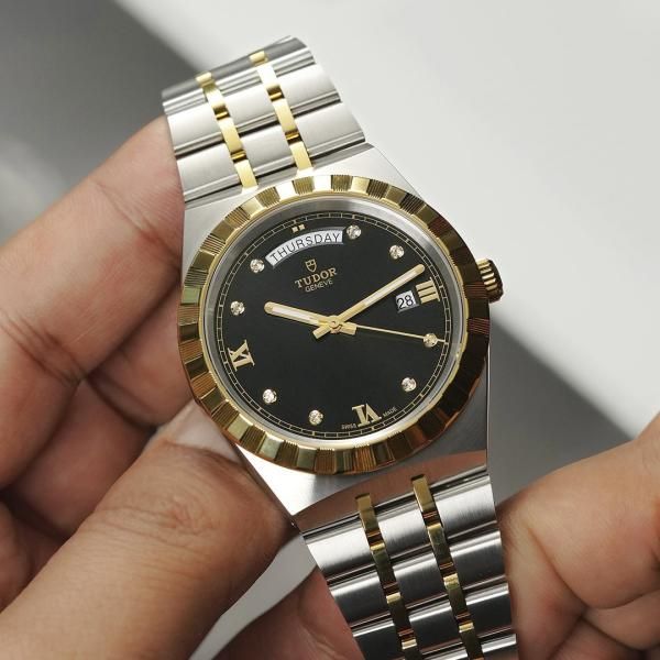 Tu.dor Royal Automatic 2 ton gold black Diamond