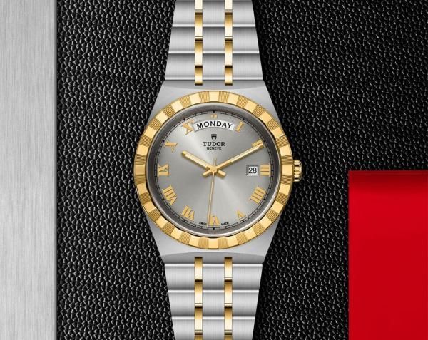 Tu.dor Royal Automatic 2 ton gold gray Roman ank