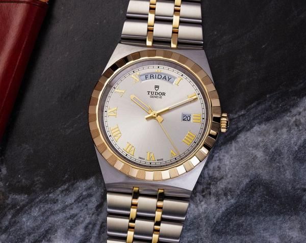 Tu.dor Royal Automatic 2 ton gold gray Roman ank