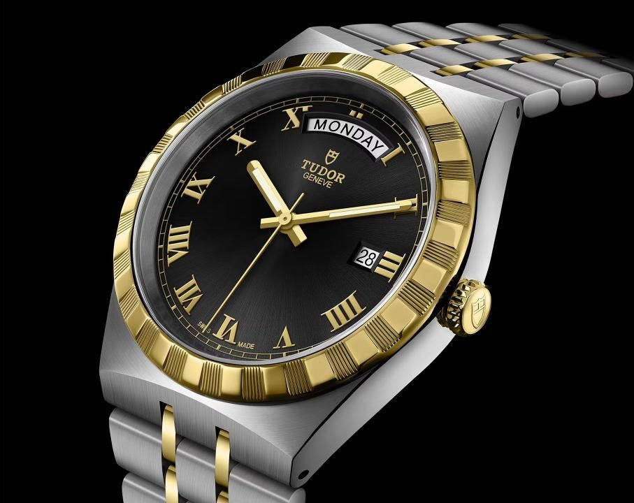 Tu.dor Royal Automatic 2 ton gold Black Roman ank