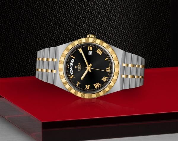 Tu.dor Royal Automatic 2 ton gold Black Roman ank