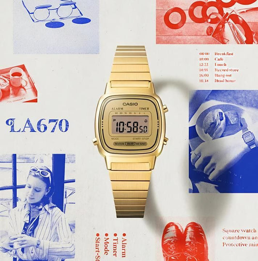 Ca.sio Womens Vintage LA670 GOLD