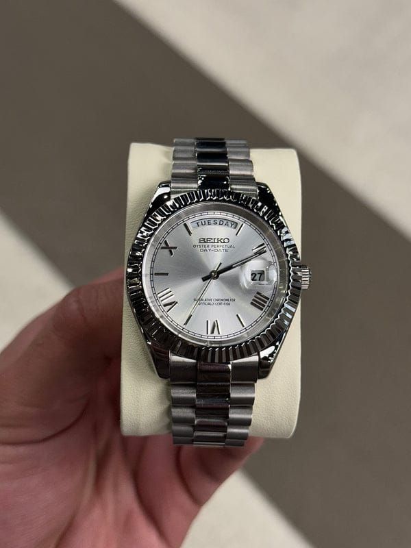 Sei.ko Oyster Perpetual Day Date Movment Like Automatic Silver-White