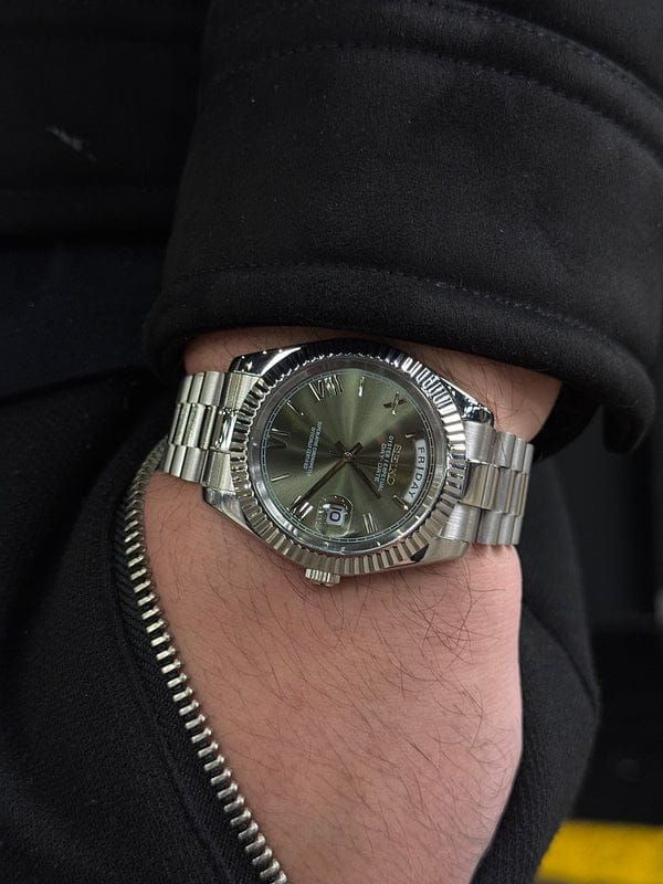 Sei.ko Oyster Perpetual Day Date Movment Like Automatic Silver-Green