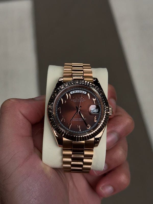 Sei.ko Oyster Perpetual Day Date Movment Like Automatic Copper-Brown-Arabic