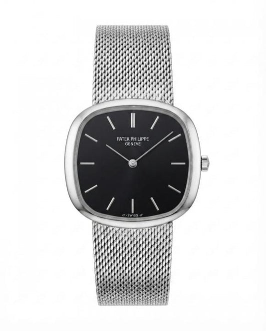 Pa.tek philipe Ellipse Timepiece Silver Black Dial