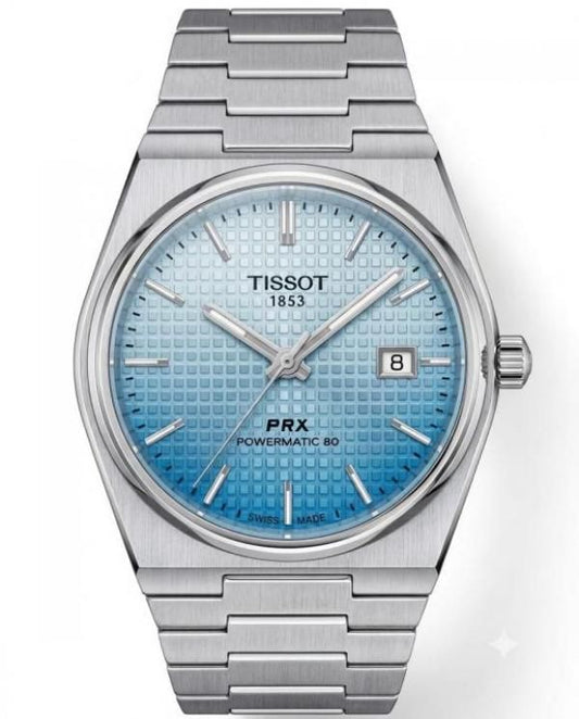 Tissoo_t 1853 PRX Silver Sky blue White Dial