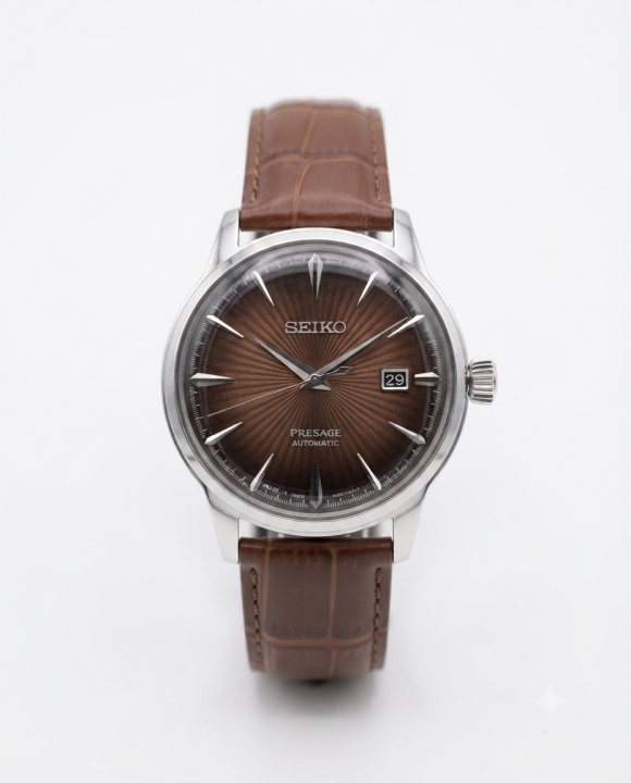 Sei.ko Presage Automatic Leather Silver   Dial