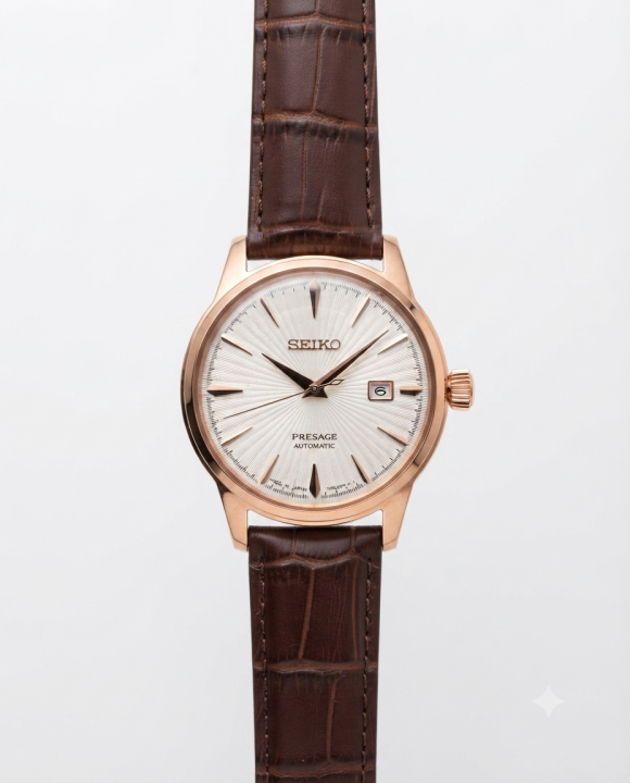 Sei.ko Presage Automatic Leather copper White Dial