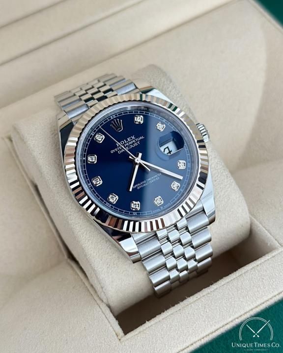 Rolee_x Oyster Perpetual Date Just Diamond Silver-Blue-Diamond