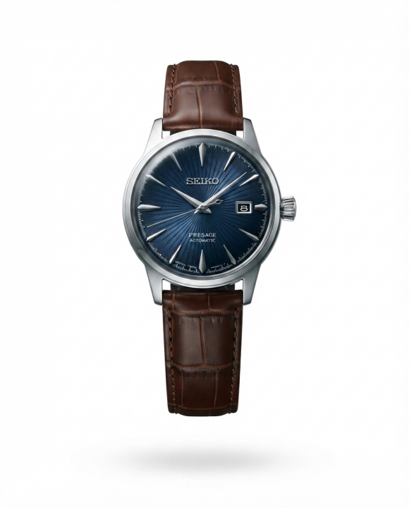 Sei.ko Presage Automatic Leather Silver Blue Dial
