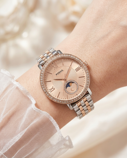 Fossii_l Jacqueline Sun Moon Multifunction 2Ton Rose Gold Pink