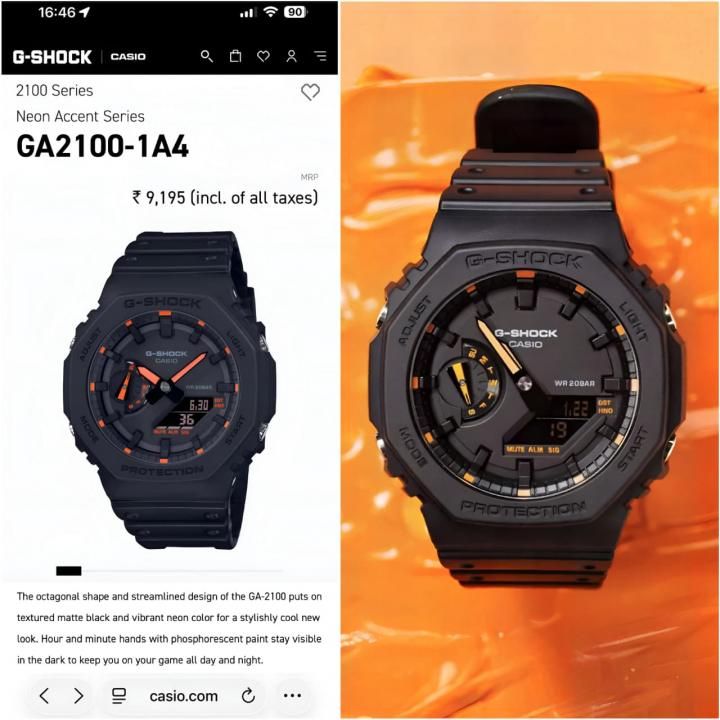 Ca.sio g shock ga2100 black and orange