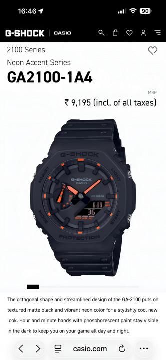 Ca.sio g shock ga2100 black and orange
