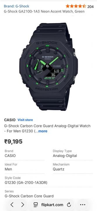 Ca.sio g shock ga2100 black and green