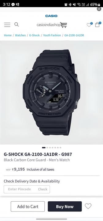 Ca.sio g shock ga2100 full black